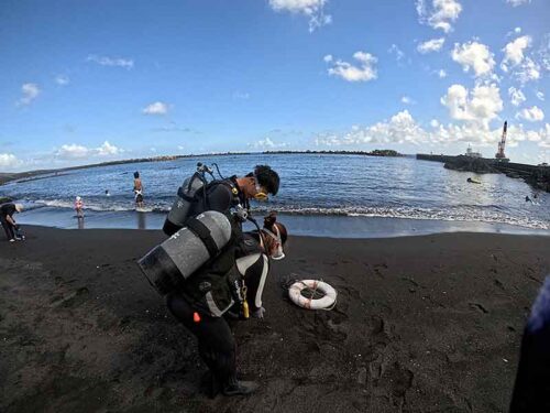 少しうねりはあるが底土の海へ行きまして